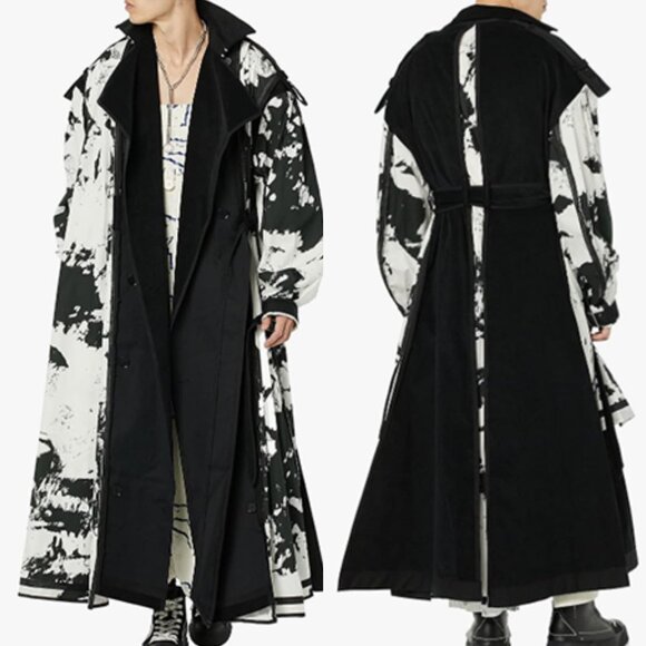 maison blanche All-Gender Long Sleeve Trench-Coat Black PrintSize 8